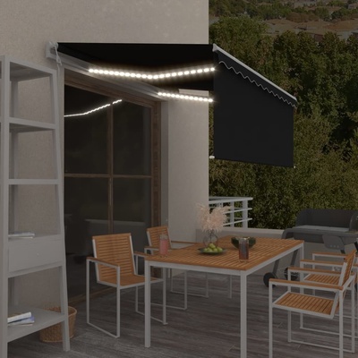 VidaXL Automatická markýza roleta LED senzor větru 3,5x2,5 m antracit