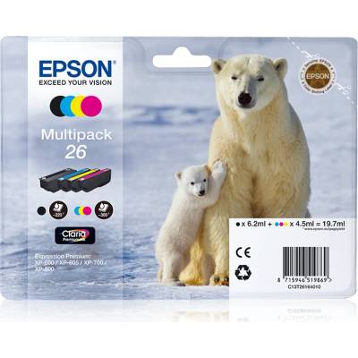 Epson Комплект 4 глави за Epson Expression Premium XP600/XP610/XP620 Series - Ink - /26/ / C13T26164010 - BK/C/M/Y - Multipack - PN C13T26164010 (C13T26164010)