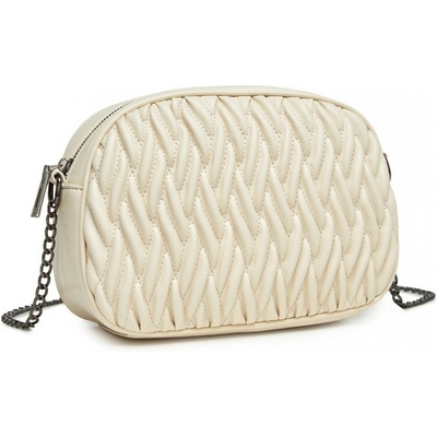Smotanová dámska prešívaná kabelka s retiazkovým popruhom Elettra