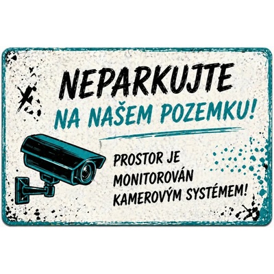 Cedule Neparkovat – pozemek monitorovaný kamerovým systémem (na šířku) - A3 - 30x42 cm / Plast tl. 5 mm cn39