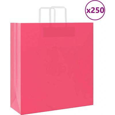 vidaXL Papírové sáčky 250 ks s uchy růžové 45x17x48 cm