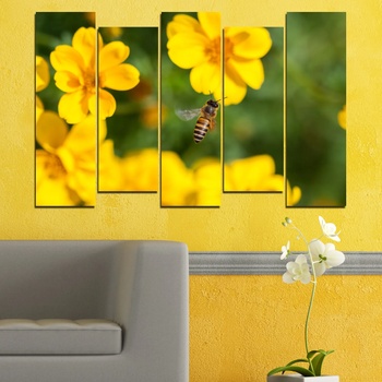 Vivid Home Картини пана Vivid Home от 5 части, Цветя, Канава, 110x65 см, 3-та Форма №0188