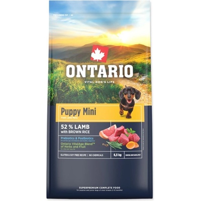 Ontario Puppy Mini Lamb & Brown Rice 2 x 6,5 kg