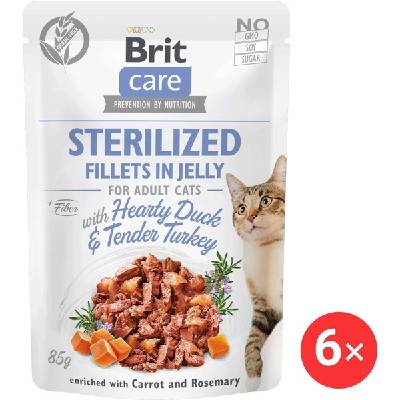 Brit Care Cat Sterilized Fillets in Jelly with Hearty Duck & Tender Turkey 6× 85 g
