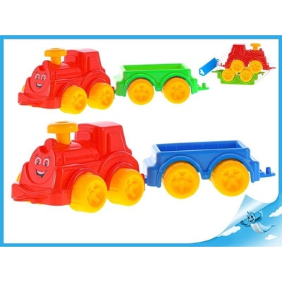 Teddies Lokomotiva/Vlak s vagonem plast v síťce 21x13x22cm 12m+