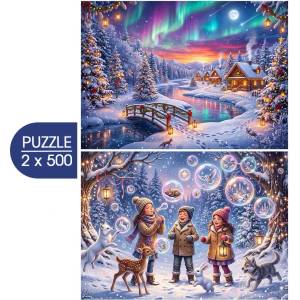 Bluebird Puzzle - Puzzle 2x500 The Magic of Winter - 500 piese