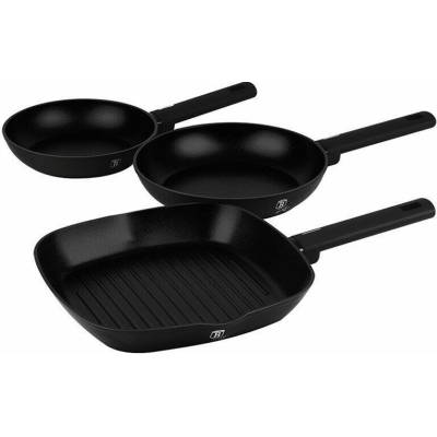BERLINGERHAUS Sada pánví s titanovým povrchem 3 ks Matte Black Collection steak BH-8196