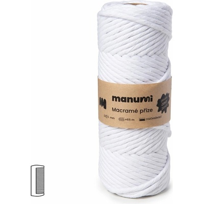 Manumi macramé priadza stáčaná 5mm biela - 1 ks