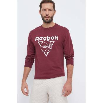 Reebok Памучна блуза с дълги ръкави Reebok Classic Basketball в бордо с принт (100070714)