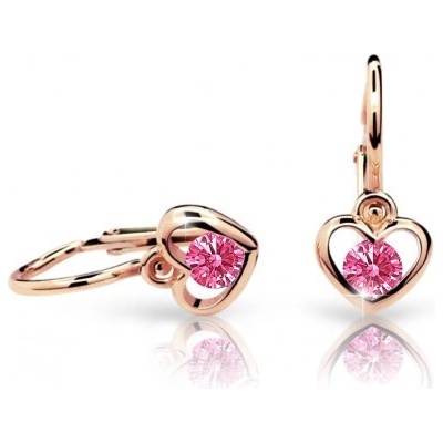 Cutie Jewellery detské zlaté náušnice srdiečka C1943R Tcf Red