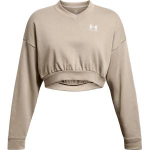 Under Armour Блуза Under Armour Women's Rival Terry Cropped Sweatshirt - TimberWolf/Wht