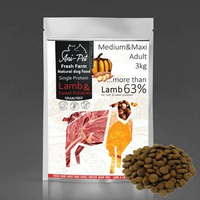 Fresh Farm Adult Medium & Maxi Monoprotein Grain Free Lamb & Sweet Potatoes 3 kg