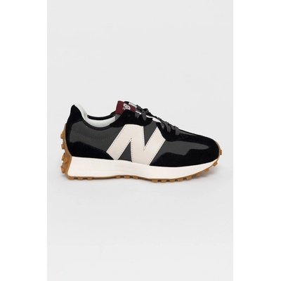 New Balance semišové topánky WS327KC na plochom podpätku čierna