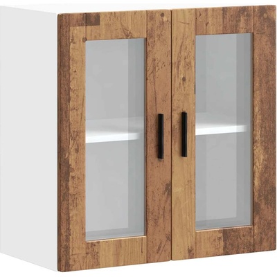 vidaXL Кухненски стенен шкаф със стъклена врата Porto старо дърво (854155)