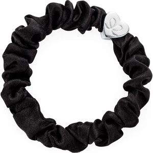 By Eloise London Silver Heart Silk Scrunchie