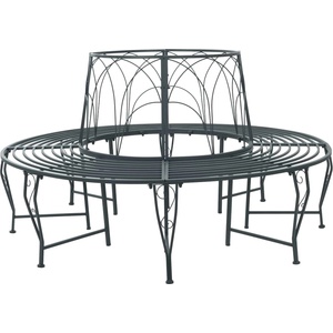 vidaXL Дървесен бенч 8 -местен Ø 160 x 89 см steel Сребристо сиво (42029513)