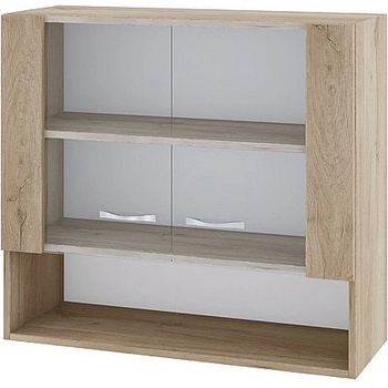 ИРИМ Горен шкаф с две витринни врати и ниша Сити АРДА-10 дъб сонома арвен / дъб сонома арвен 80 см