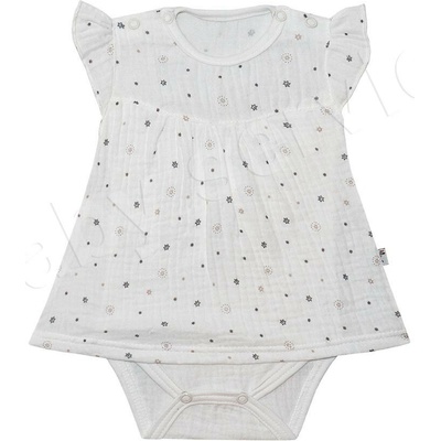 Baby Service Dojčenské body šaty krátky rukáv mušelín Hviezdičky