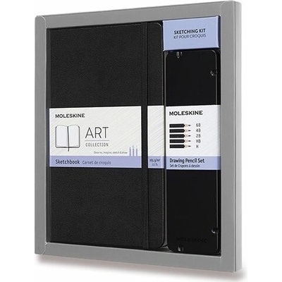 Moleskine Skicar tvrdé dosky A5, darčeková súprava s grafitovými ceruzkami