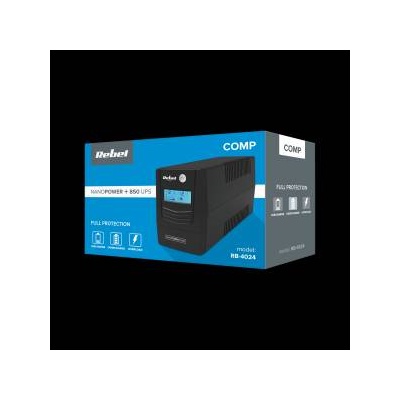 Rebellion UPS Rebel Nanopower Plus 850 computer uninterruptible power supply (offline, 850VA/480W, 230 V, 50Hz, LCD, USB, RJ45)
