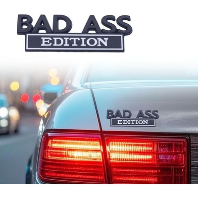 AhhiAboo Car Emblémy, Bad Ass Edition, Samolepka Tuning auta, Kov, Personalizovaná dekorace, Černá | Zboží Auto