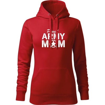 DRAGOWA дамски суитшърт с качулка, Army Mom, червен, 320г/м2 (5901)