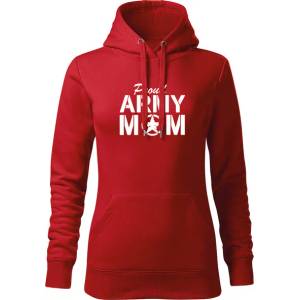 DRAGOWA дамски суитшърт с качулка, Army Mom, червен, 320г/м2 (5901)