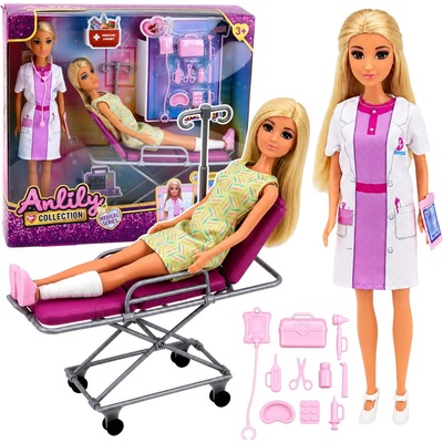 Anlily sada panenek doktorka s pacientkou, nemocniční lůžko a zdravotnické doplňky 30 cm