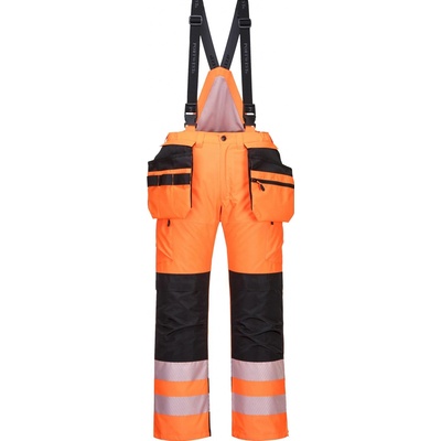 PortWest HI-VIS PW351 zimní kalhoty s podšívkou Insulatex HV oranžová/černá