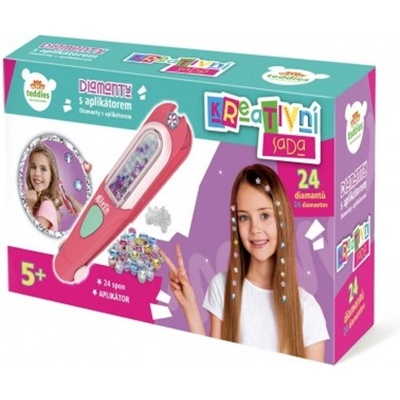 Trblietavé diamanty do vlasov s aplikátorom plast 18x4cm s doplnkami