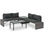 vidaXL Градински комплект с възглавници, 3 части, полиратан, сив (44720)