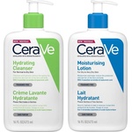 CeraVe Комплект - Хидратиращ измиващ крем и Лосион, 2 х 473 ml