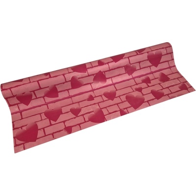 Floristická fólie 50cm x 9,1m - serdce cihla 05/37 starorůžová