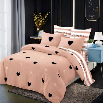 EmonaMall Двулицево спално бельо с ластик EmonaMall, 6 части - Модел S18483 (S18483-66666e)