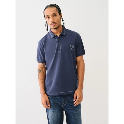 True Religion Блуза с яка True Religion Big T Embroidered Polo Shirt - Dress Blue