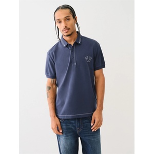 True Religion Блуза с яка True Religion Big T Embroidered Polo Shirt - Dress Blue