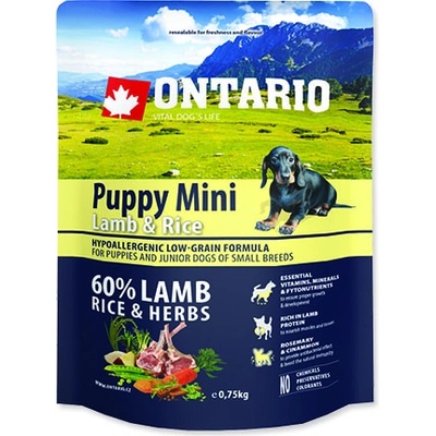 Ontario Puppy Mini Lamb and Rice 0,75 kg