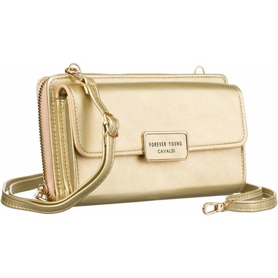 Mini crossbody na mobil a peňaženka v jednom zlatá
