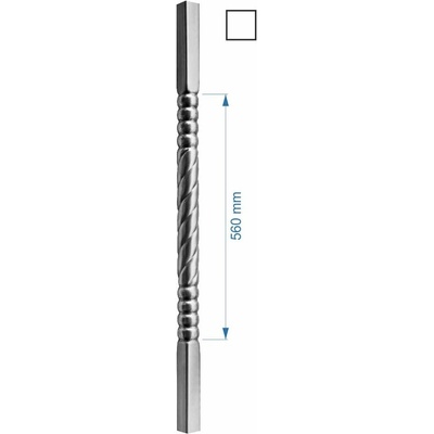 Tyč 1000 mm se čtvercovou základnou 25 x 25 mm