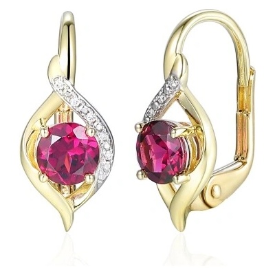 Gems, Originální náušnice Flamessa, kombinované zlato s brilianty a rhodolity, 585-38-3-4524.2ZB0.0.00.HSI.636.08