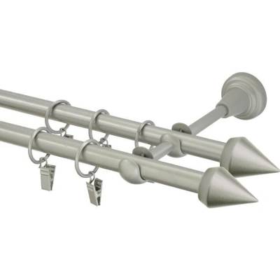 GARNÝŽE-HEBR Garnýž Hrot double matná stříbrná dvojitá 260 cm