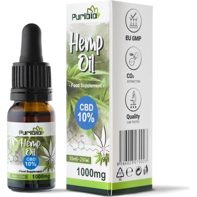 PuriBio 10% CBD Konopný olej Full Spectrum 10 ml