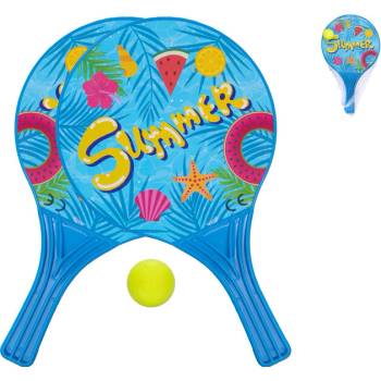 Pálky plážové 37,5 cm modré 2 ks s míčkem 4 cm