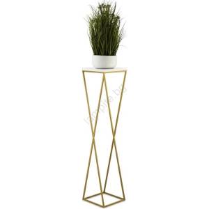 HowHomely Стойка за цветя LOFT 100x24 см златист/бял (DD0324)