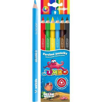 Junior pastelky Junior Ocean World Jumbo trojhranné sada 6 ks