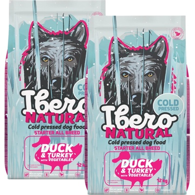 Ibero Cold Press Dog All Breed Starter Duck & Turkey 2 x 12 kg