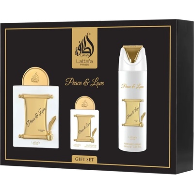 LATTAFA Pride Peace & Love комплект Парфюмна вода 100 ml + Парфюмна вода 20 ml + Дезодорант 200 ml