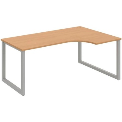 Hobis Pracovný stôl UNI O, ergo, ľavý, 180 x 75,5 x 120 cm, buk/sivá