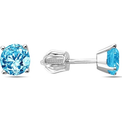 Lillian Vassago Zlatá náušnica so zirkónom vo farbe akvamarínu 5 mm LLV98-GER169Š/01 Biela