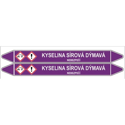 Značení potrubí, kyselina sírová dýmavá,2 ks, 450 × 52 mm PZ 007250